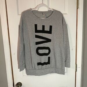 Celeste Gray Women's Sweater with Black LOVE Print